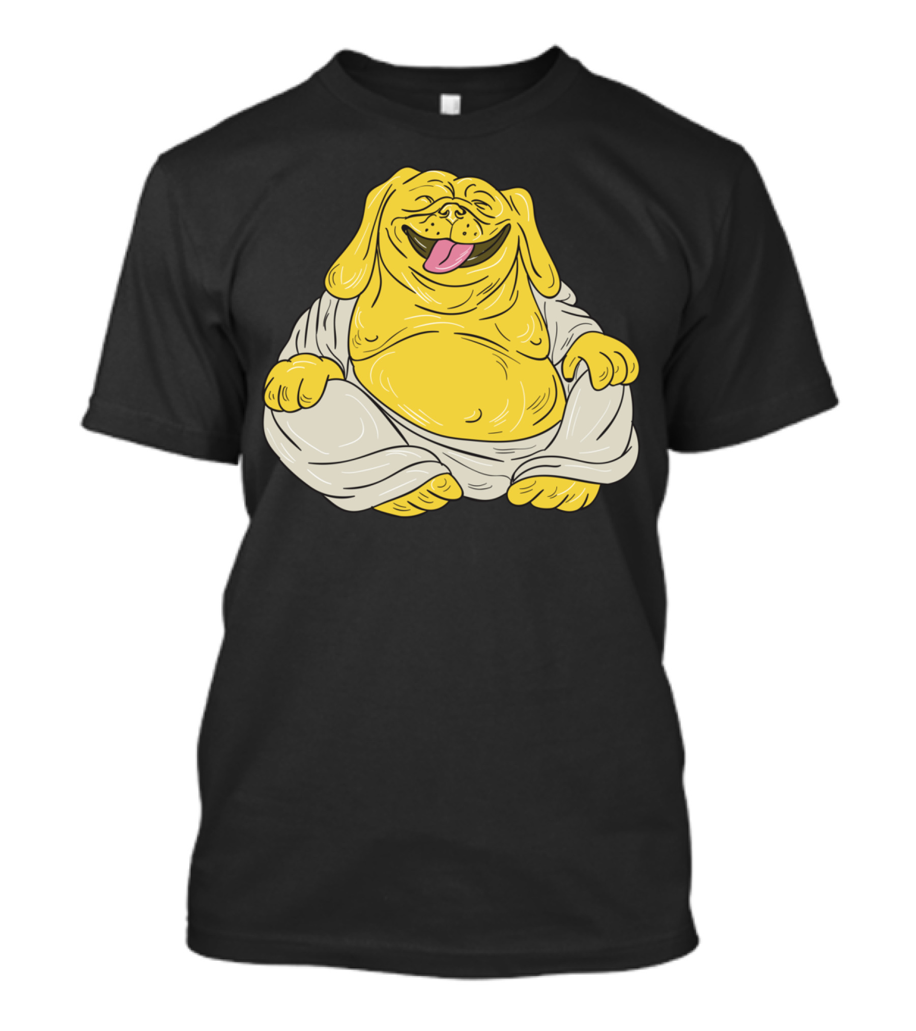 Laughing Bulldog Buddha Sitting In Zen Pose T-Shirt