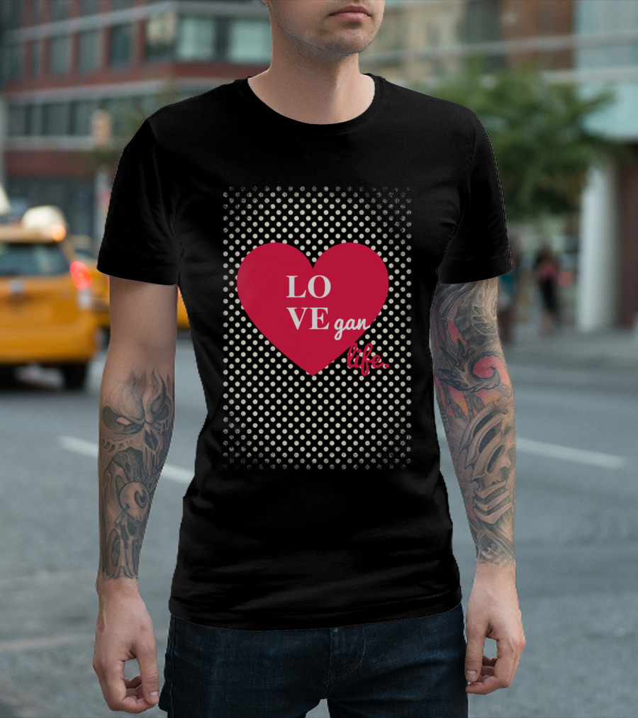 LOVE Vegan Life Heart Polka Dot T-Shirt