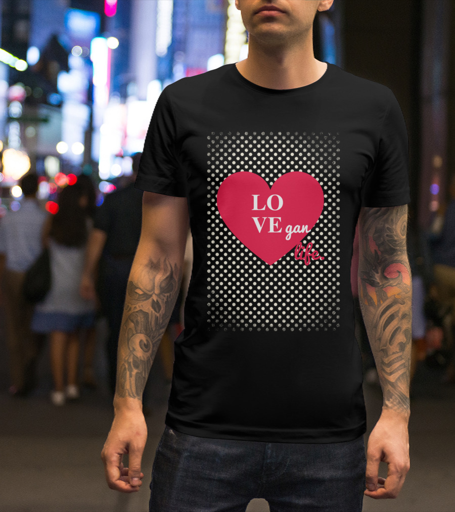 LOVE Vegan Life Heart Polka Dot T-Shirt