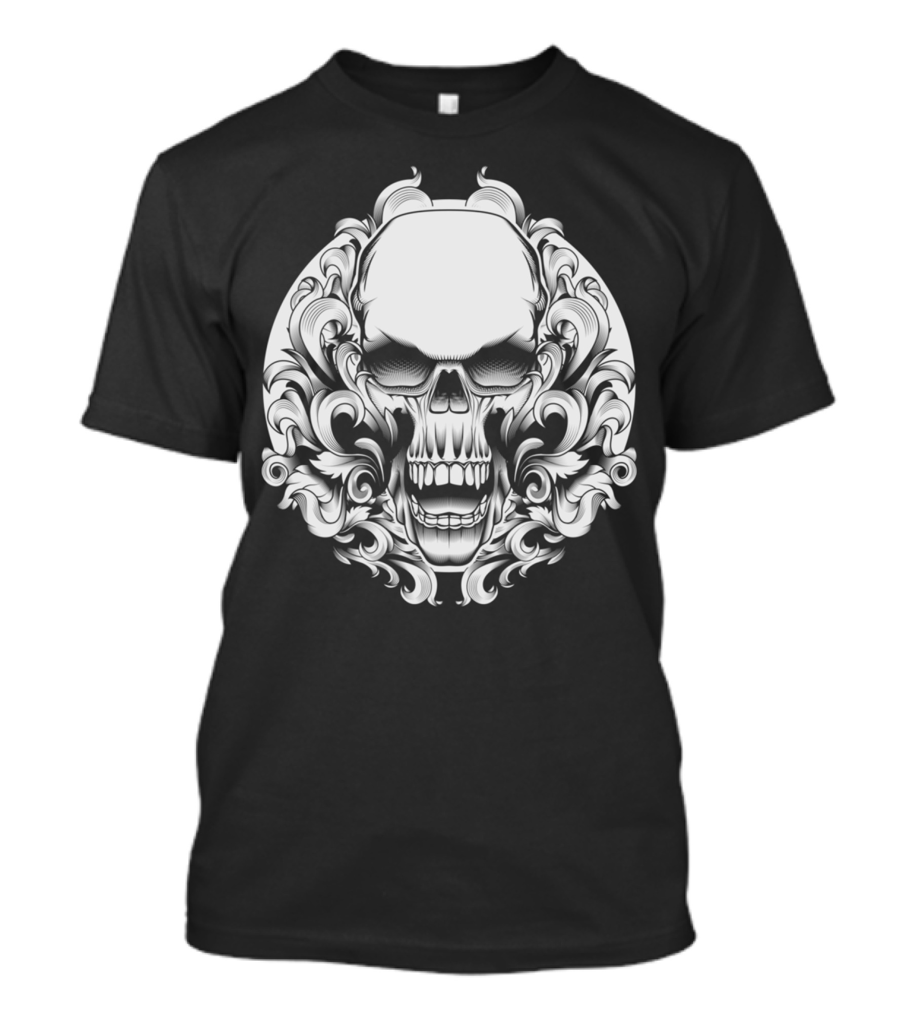 Skull Acanthus Filigree Head Horns Symmetrical T-Shirt