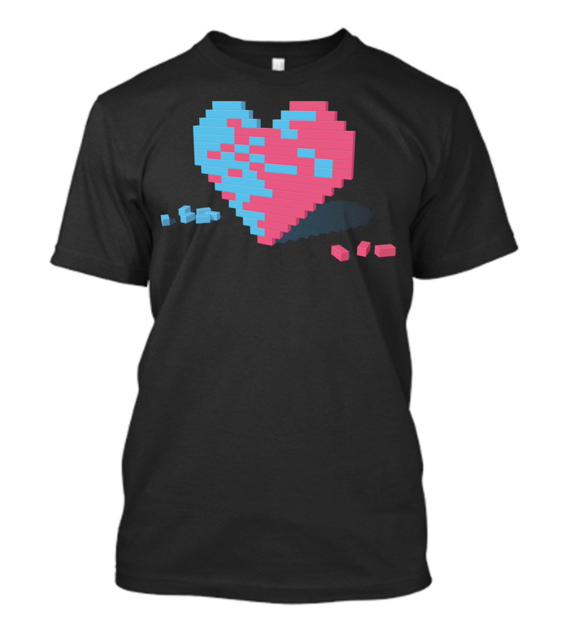 Love Wall Pixel Heart Blocks T-Shirt
