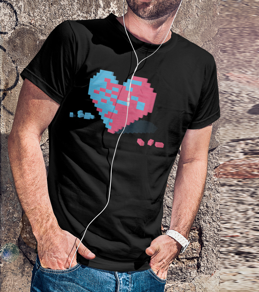 Love Wall Pixel Heart Blocks T-Shirt