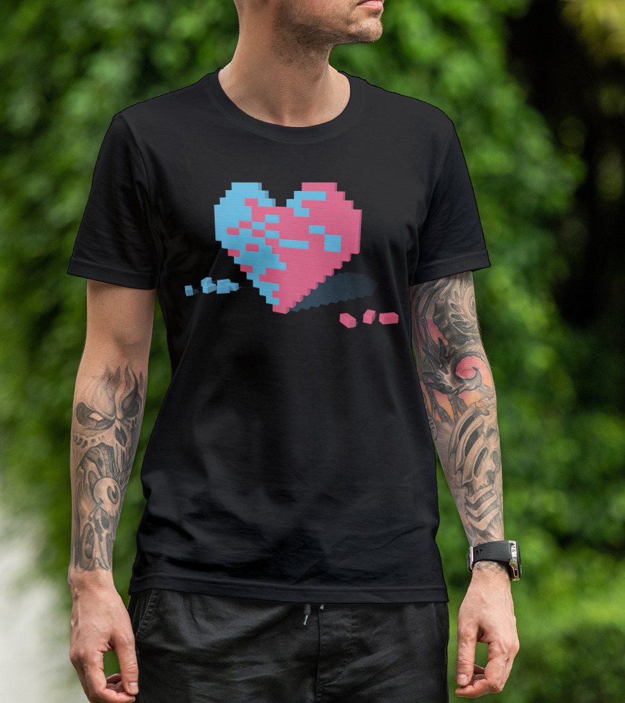 Love Wall Pixel Heart Blocks T-Shirt