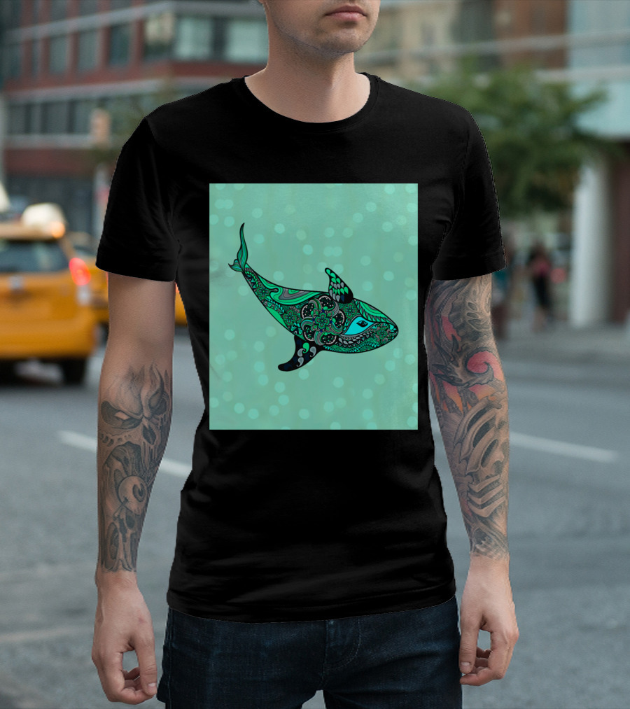 Love Whale Intricate Pattern Bubbles T-Shirt