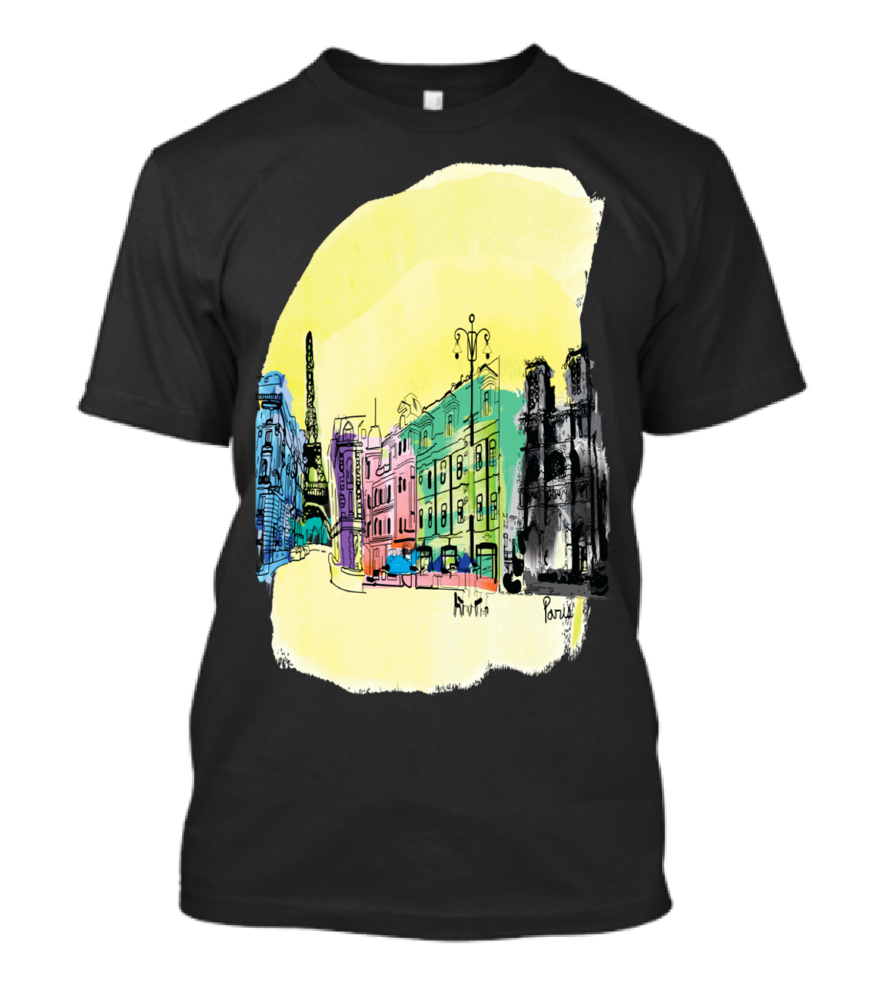 Paris Eiffel Tower Colorful Cityscape T-Shirt