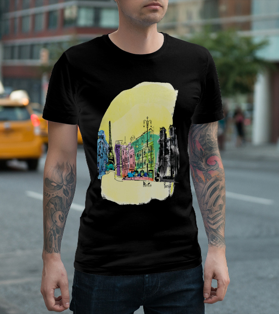 Paris Eiffel Tower Colorful Cityscape T-Shirt