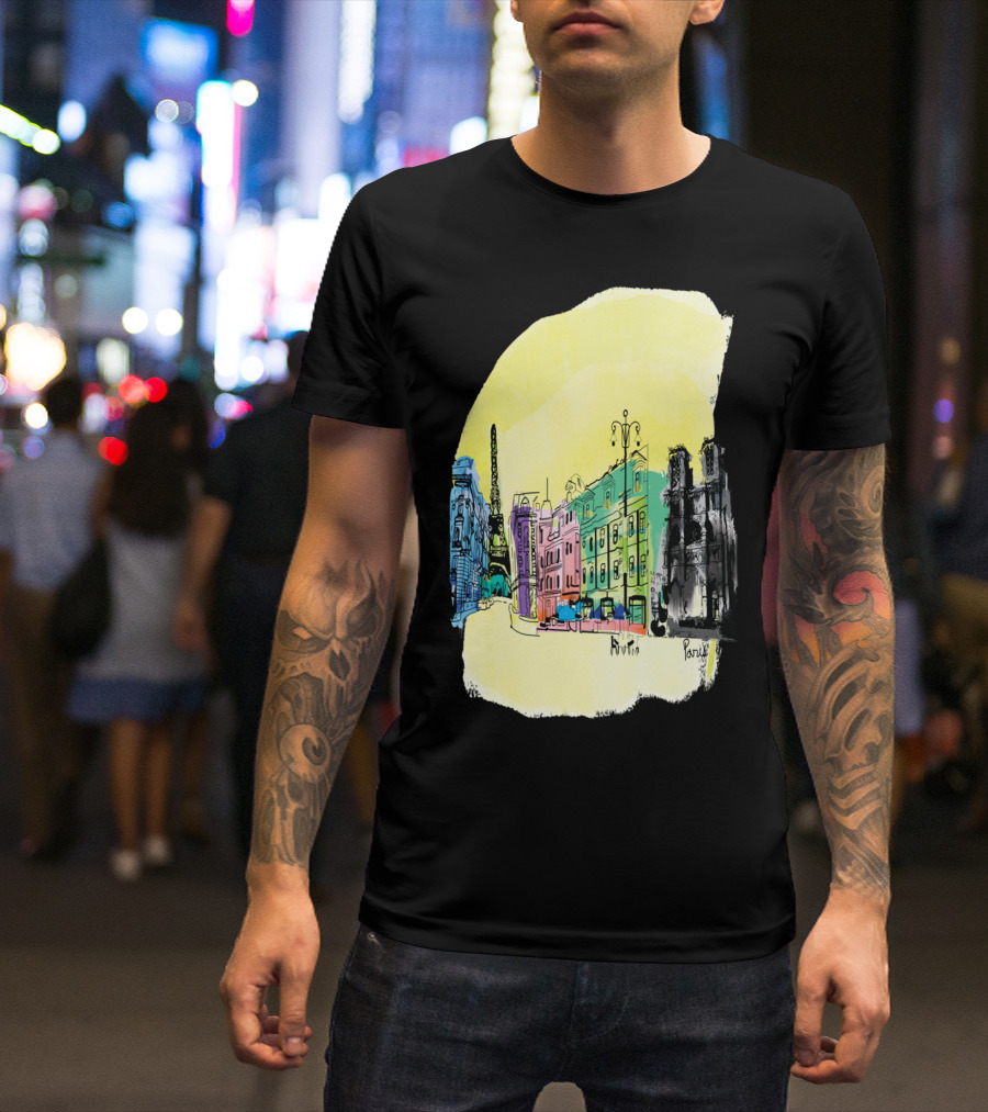 Paris Eiffel Tower Colorful Cityscape T-Shirt