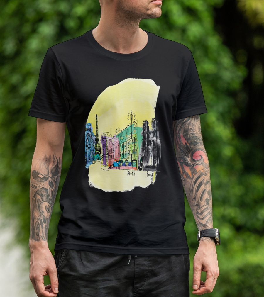 Paris Eiffel Tower Colorful Cityscape T-Shirt