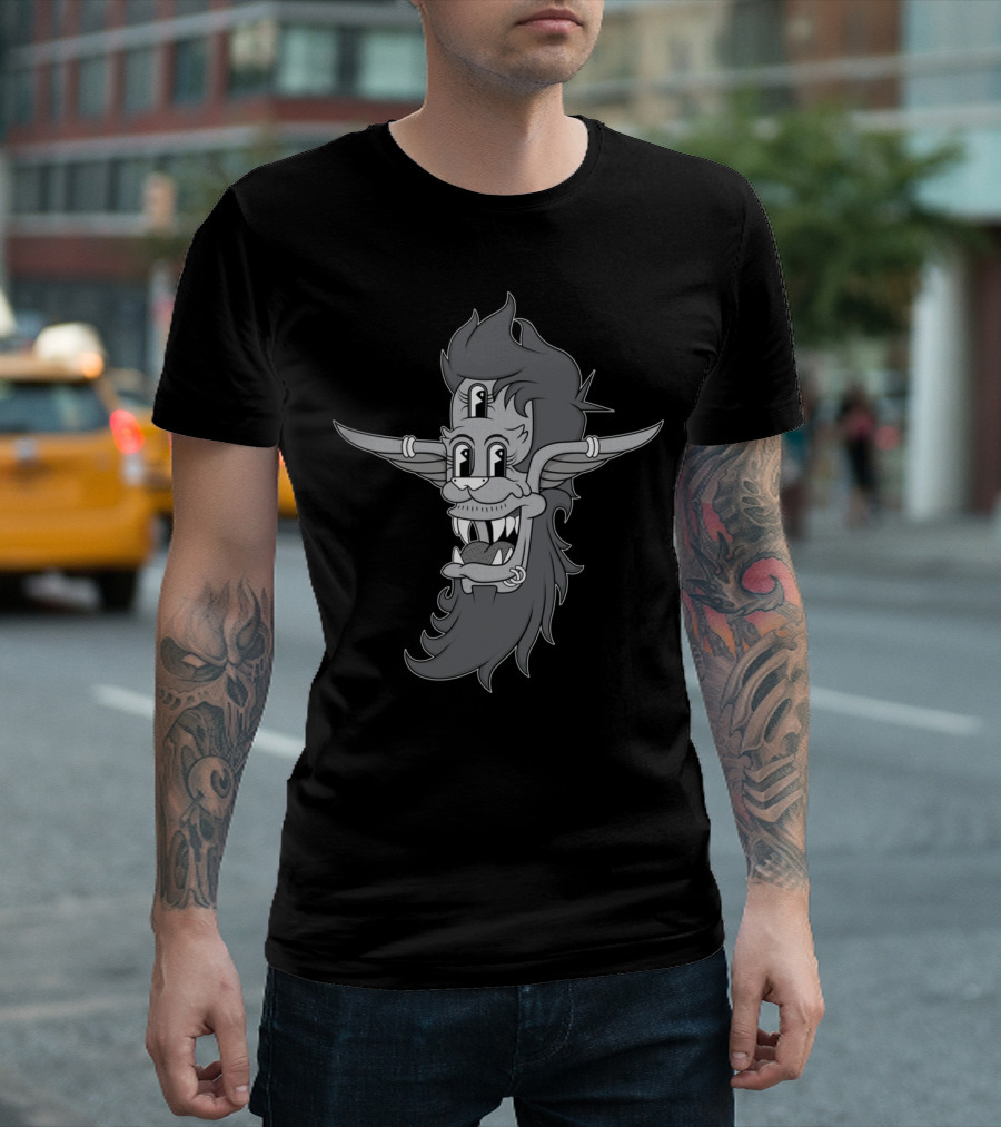 Retro Three Eyed Elvish Lad Graphic with Fangs and Horns T-Shirt
