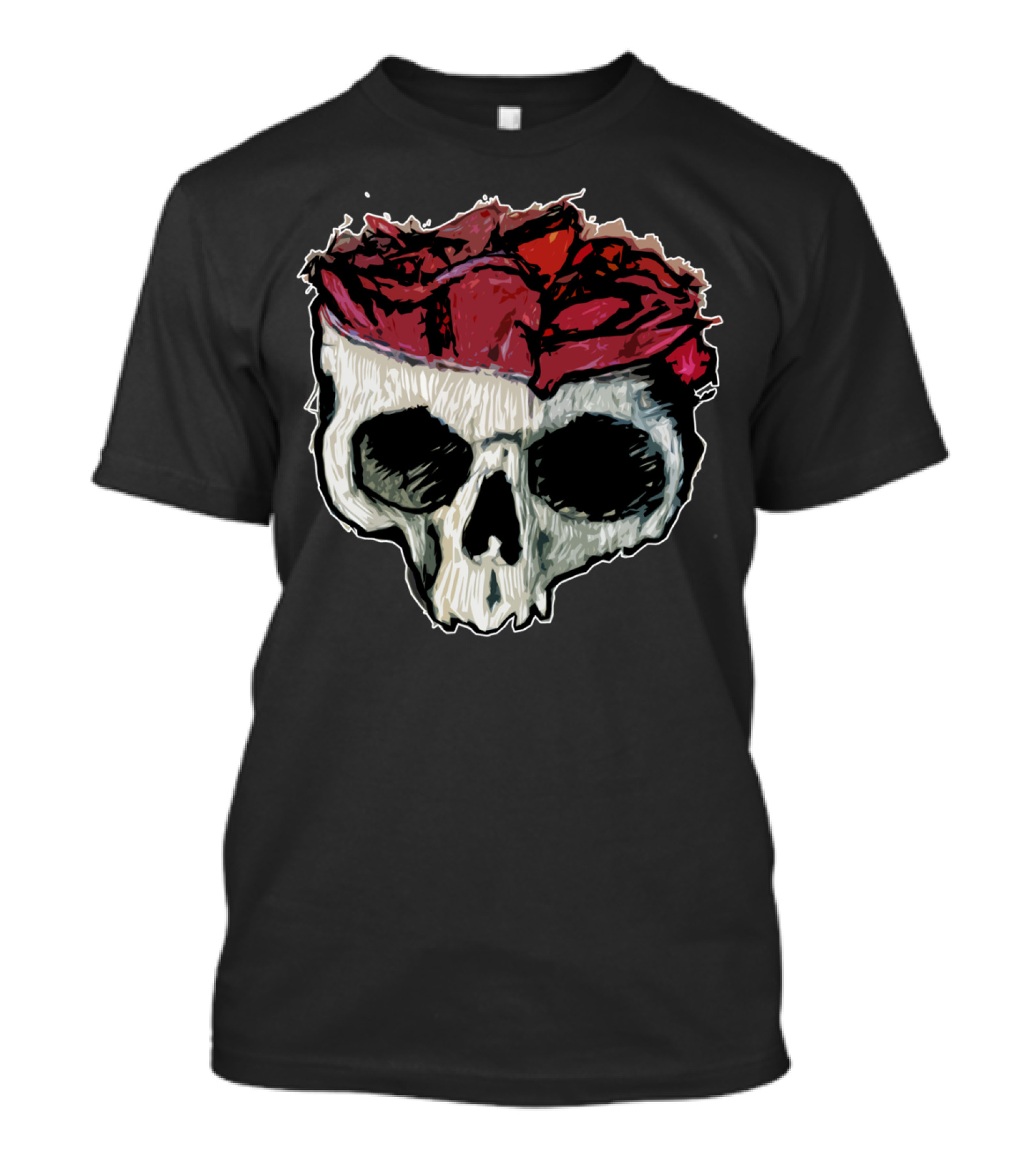 Skull And Rose Petals GlenLew Dark Artistic T-Shirt