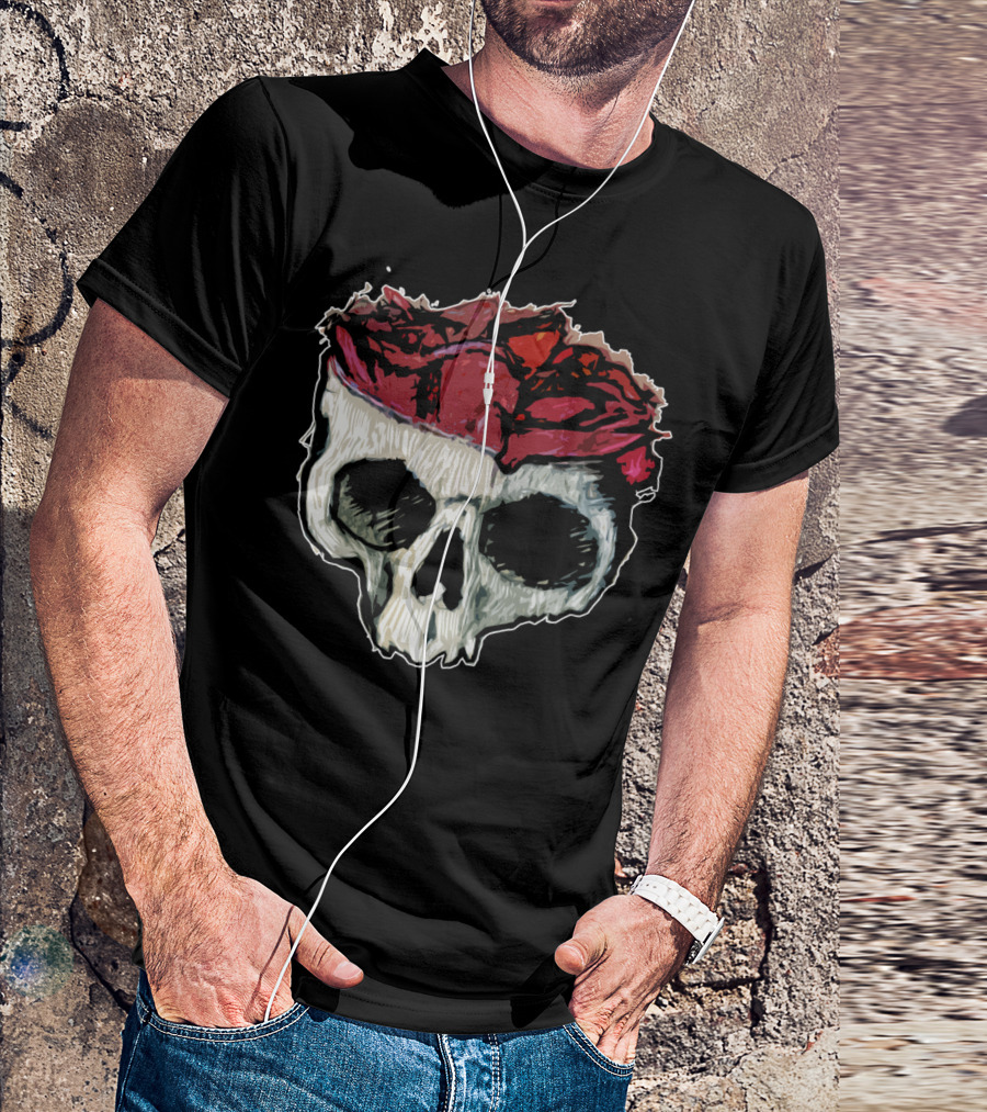 Skull And Rose Petals GlenLew Dark Artistic T-Shirt