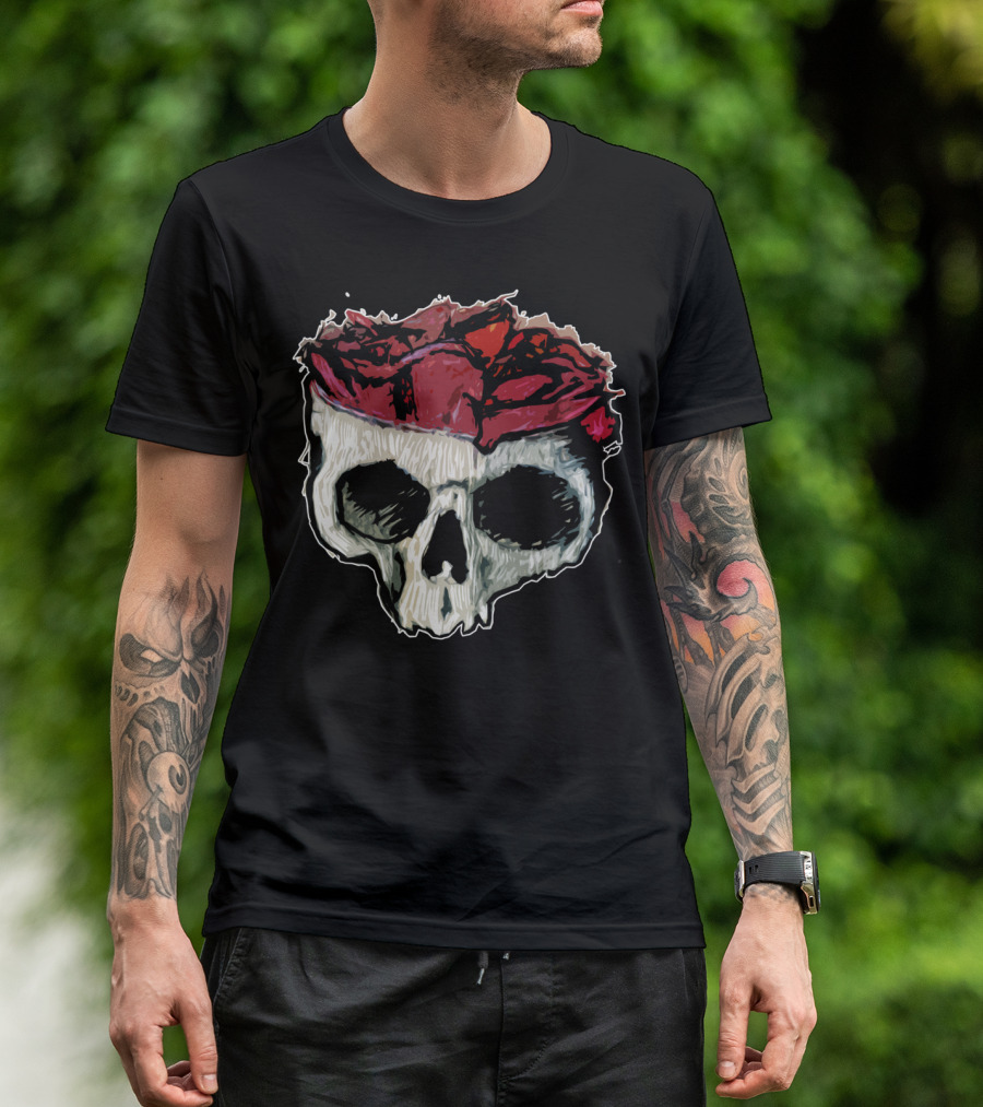 Skull And Rose Petals GlenLew Dark Artistic T-Shirt