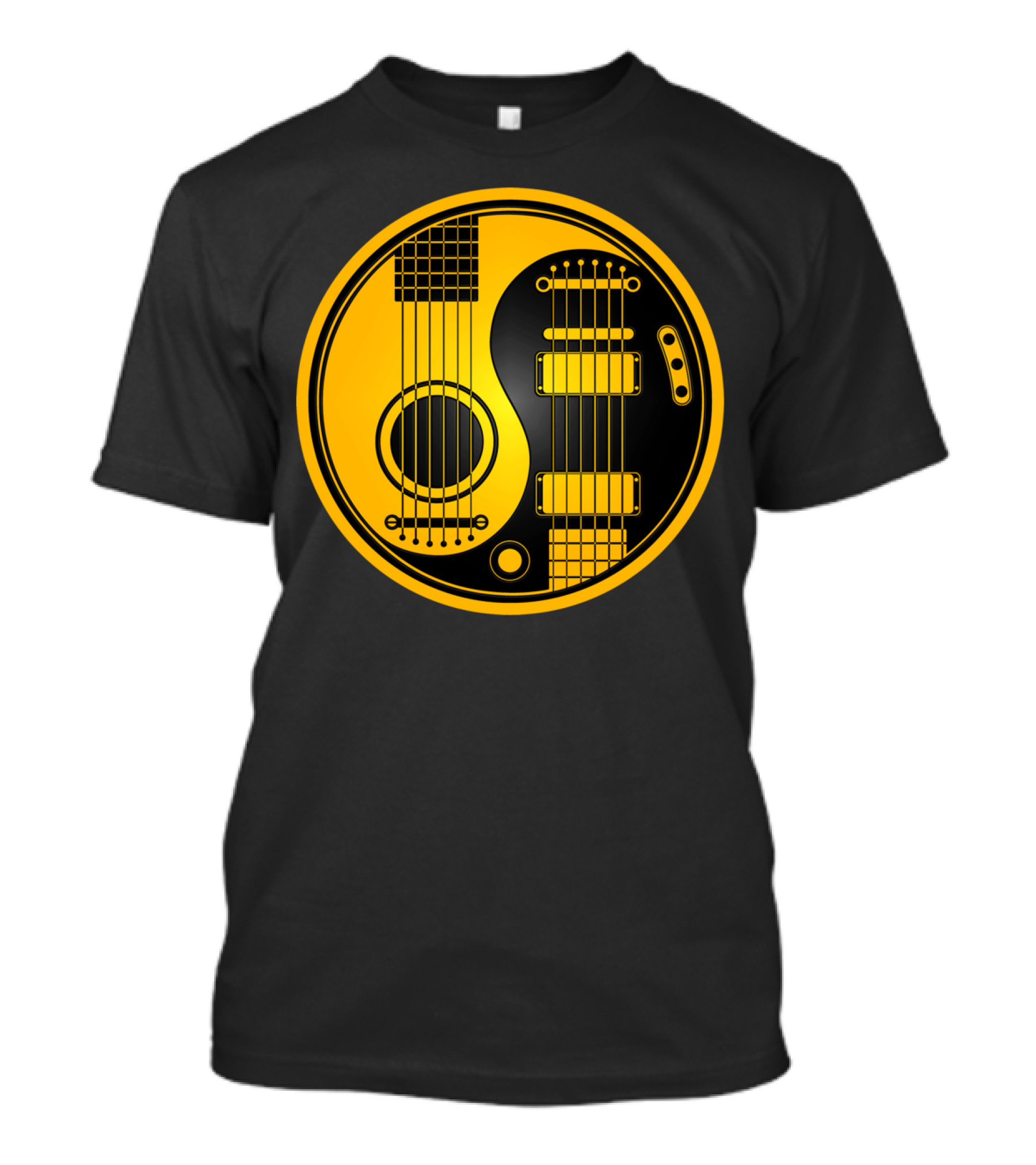 Yin Yang Yellow And Black Acoustic Electric Guitar T-Shirt