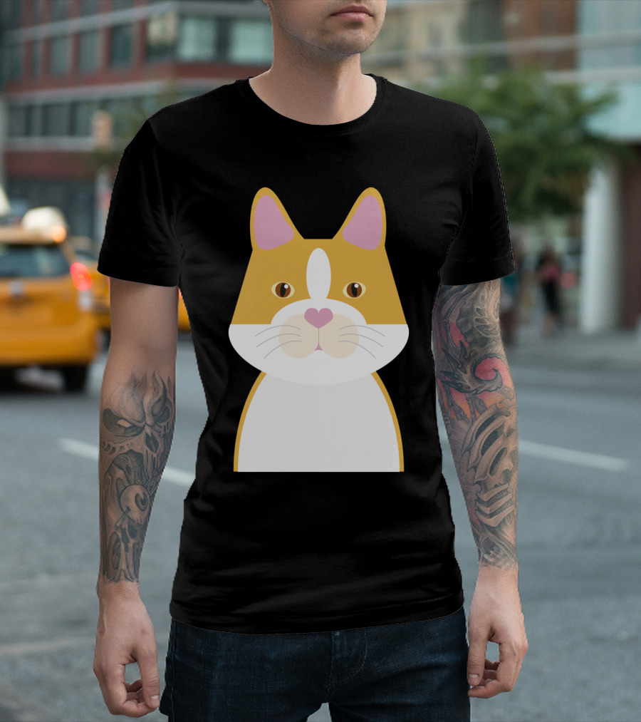 Yellow Cat With Pink Nose And Whiskers T-Shirt