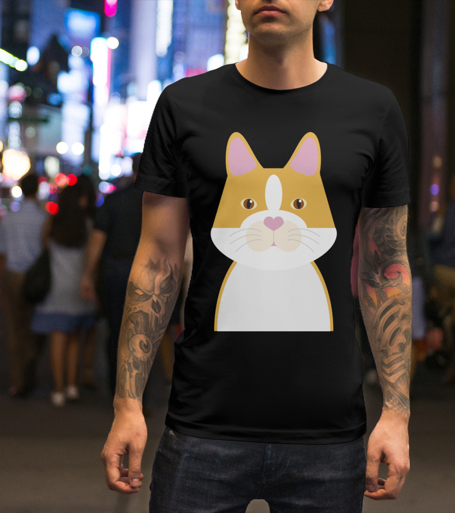 Yellow Cat With Pink Nose And Whiskers T-Shirt