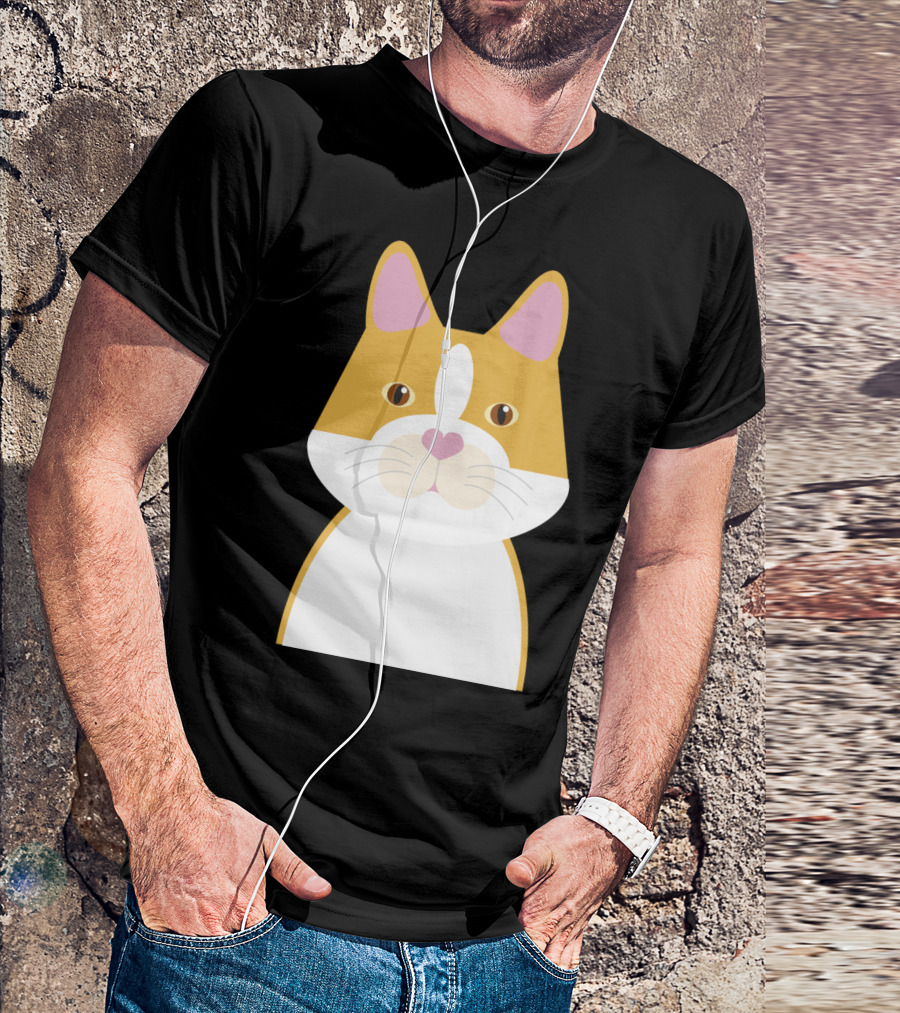 Yellow Cat With Pink Nose And Whiskers T-Shirt
