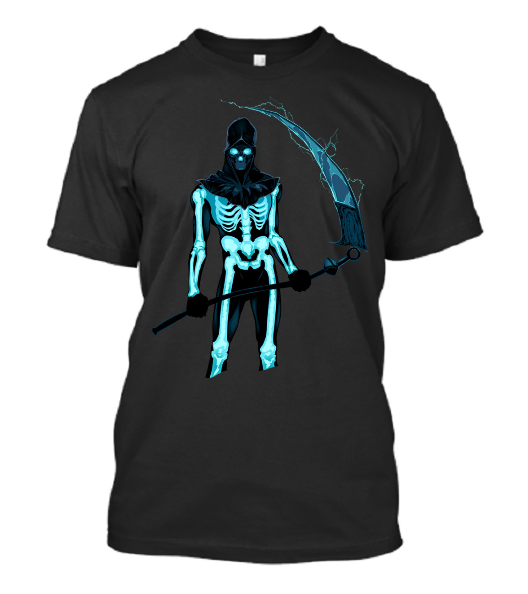 Demon With A Scythe Glowing Skeleton Warrior T-Shirt