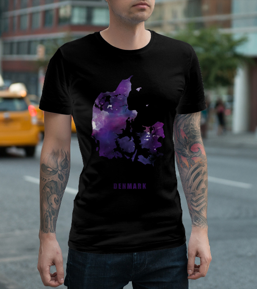 Denmark Map Purple Watercolor T-Shirt