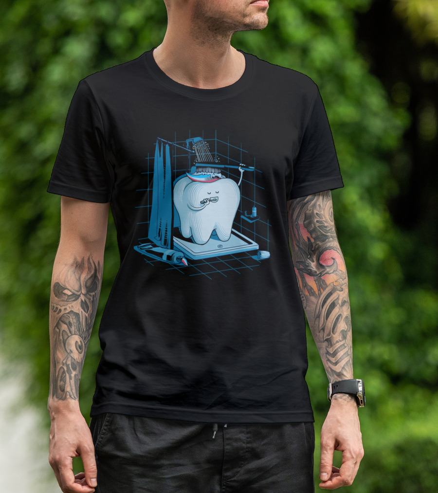 Tooth Brushing Under Shower With Toothpaste And Brush T-Shirt