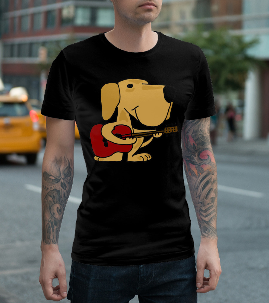 Yellow Labrador Retriever Puppy Playing Guitar T-Shirt
