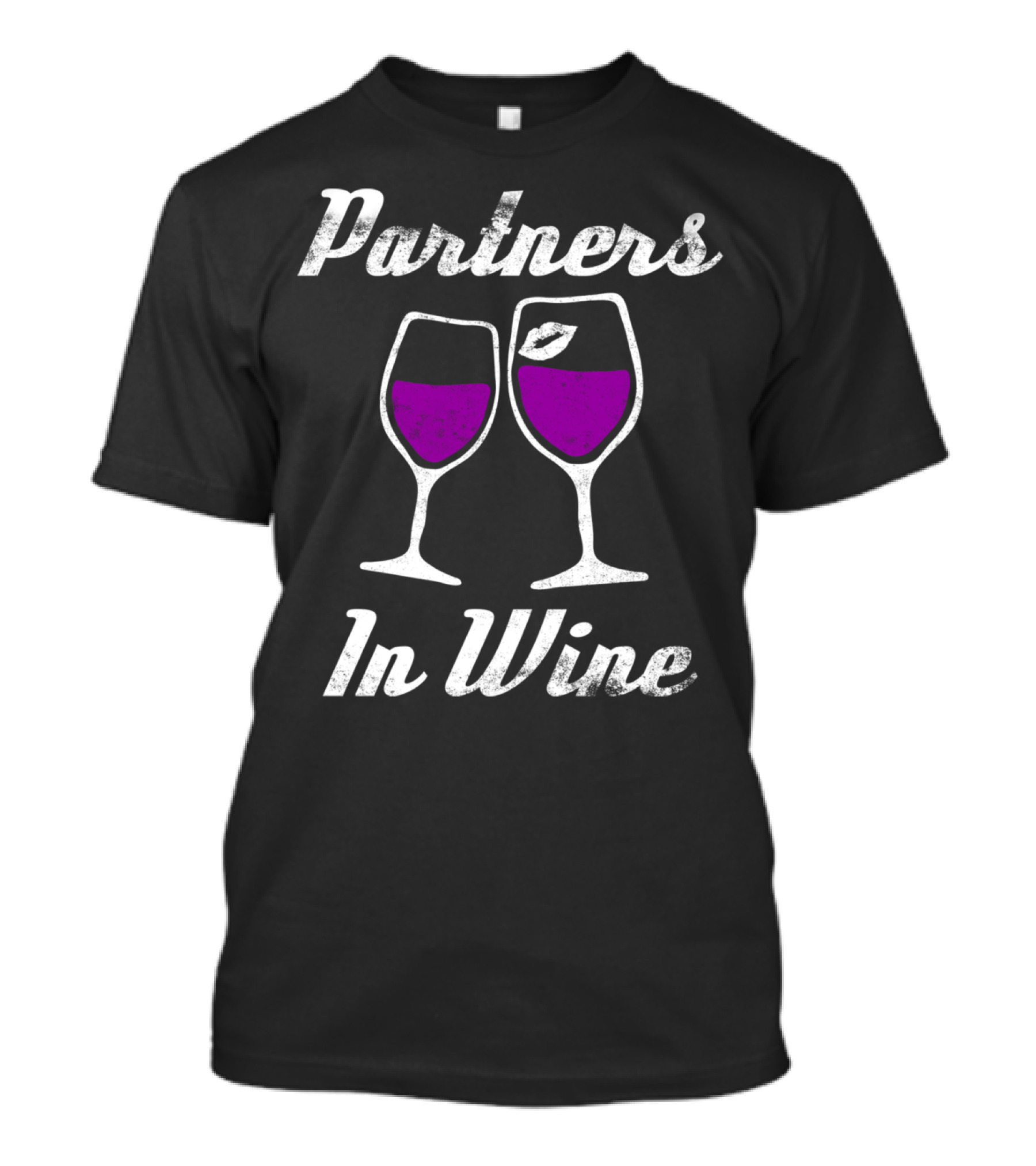 Partners In Wine Glasses With Purple Drink And Lip Print T-Shirt