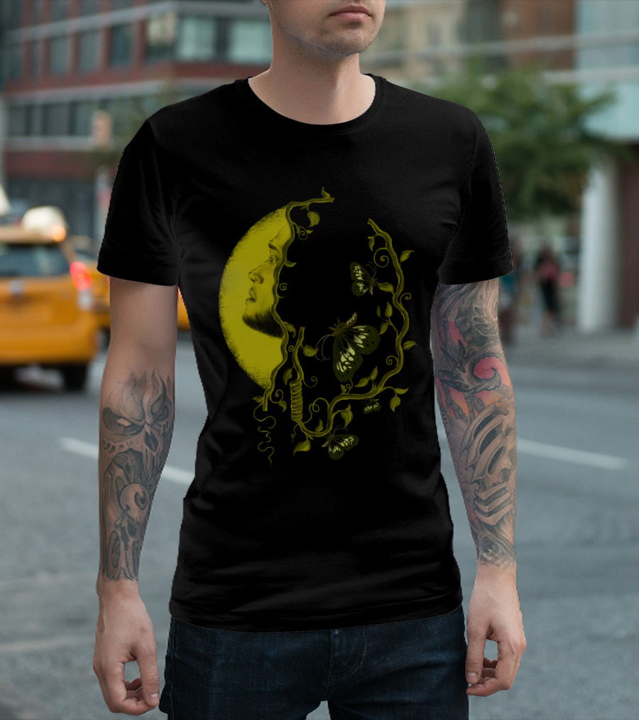 Musicorganic Headphones Nature Profile Moonlight Butterflies T-Shirt