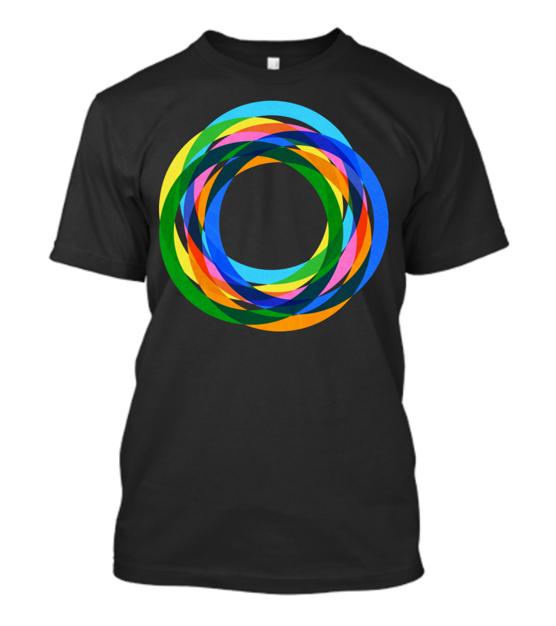 Retro Vibrant Overlapping Rainbow Circles T-Shirt