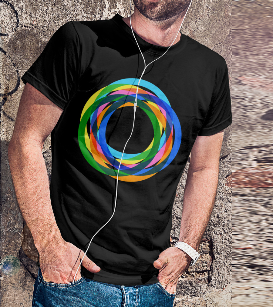 Retro Vibrant Overlapping Rainbow Circles T-Shirt
