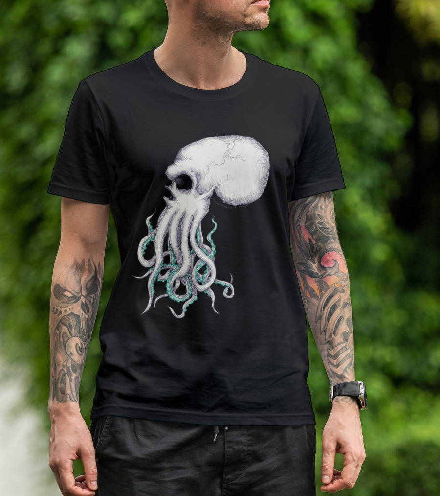 Skull Of Cthulhu Tentacle Creature Fantasy T-Shirt