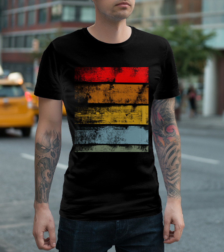 Retro Colorful Distressed Wood Planks T-Shirt