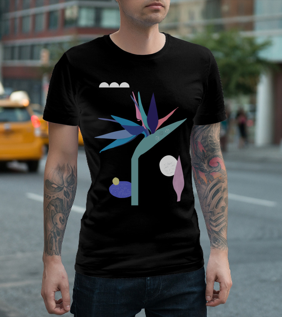Return From Paradise Botanical Abstract With Geometric Shapes T-Shirt