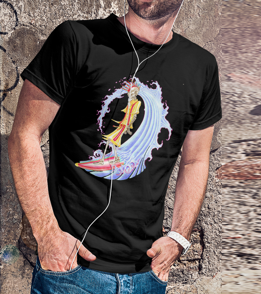 Skull Surfer Skeleton Riding Wave T-Shirt