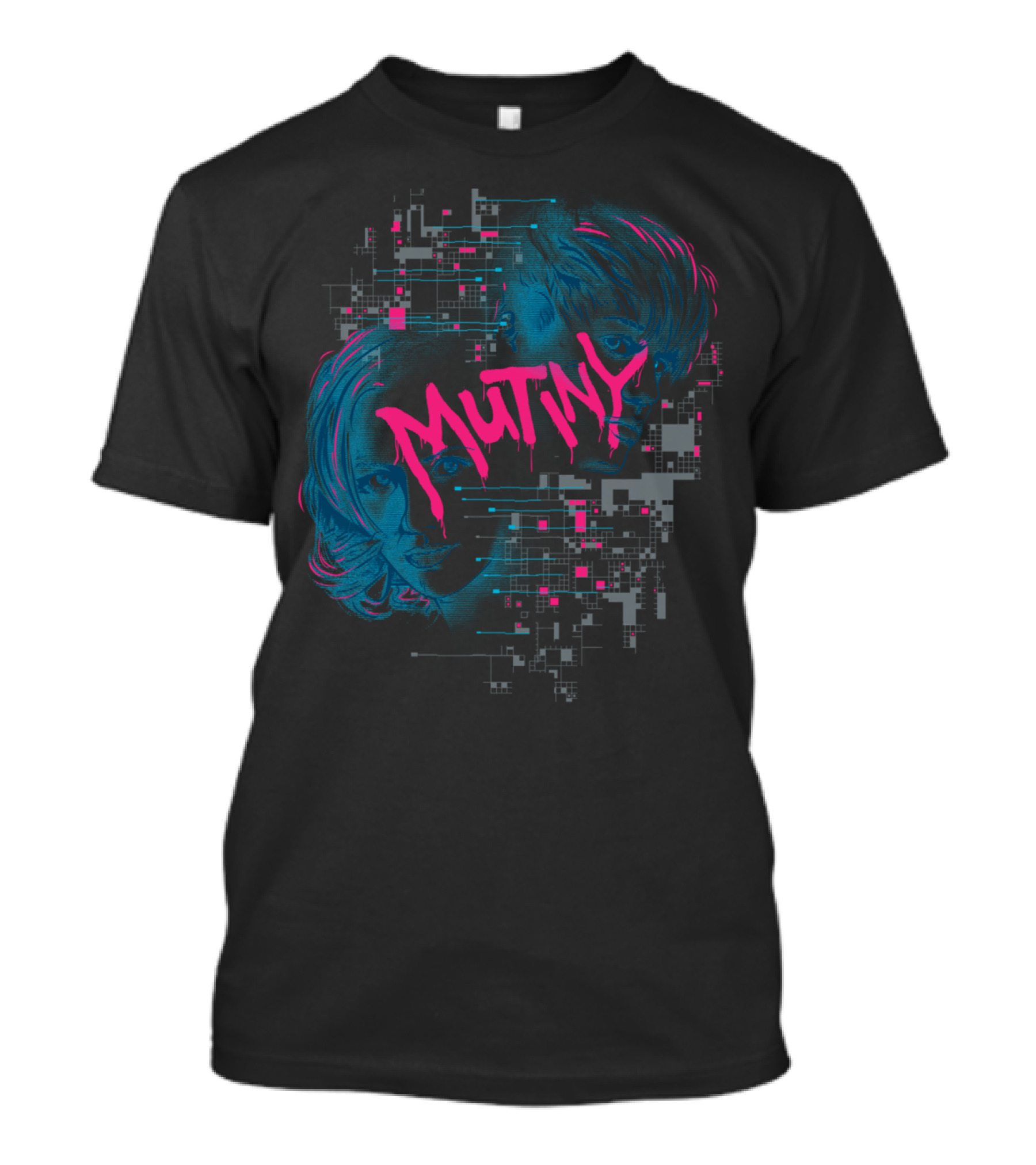 Mutiny Cyberpunk Portraits With Neon Circuitry Elements T-Shirt