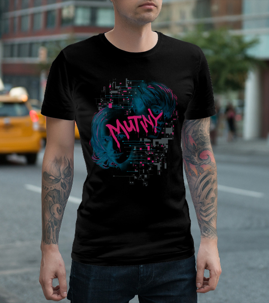 Mutiny Cyberpunk Portraits With Neon Circuitry Elements T-Shirt