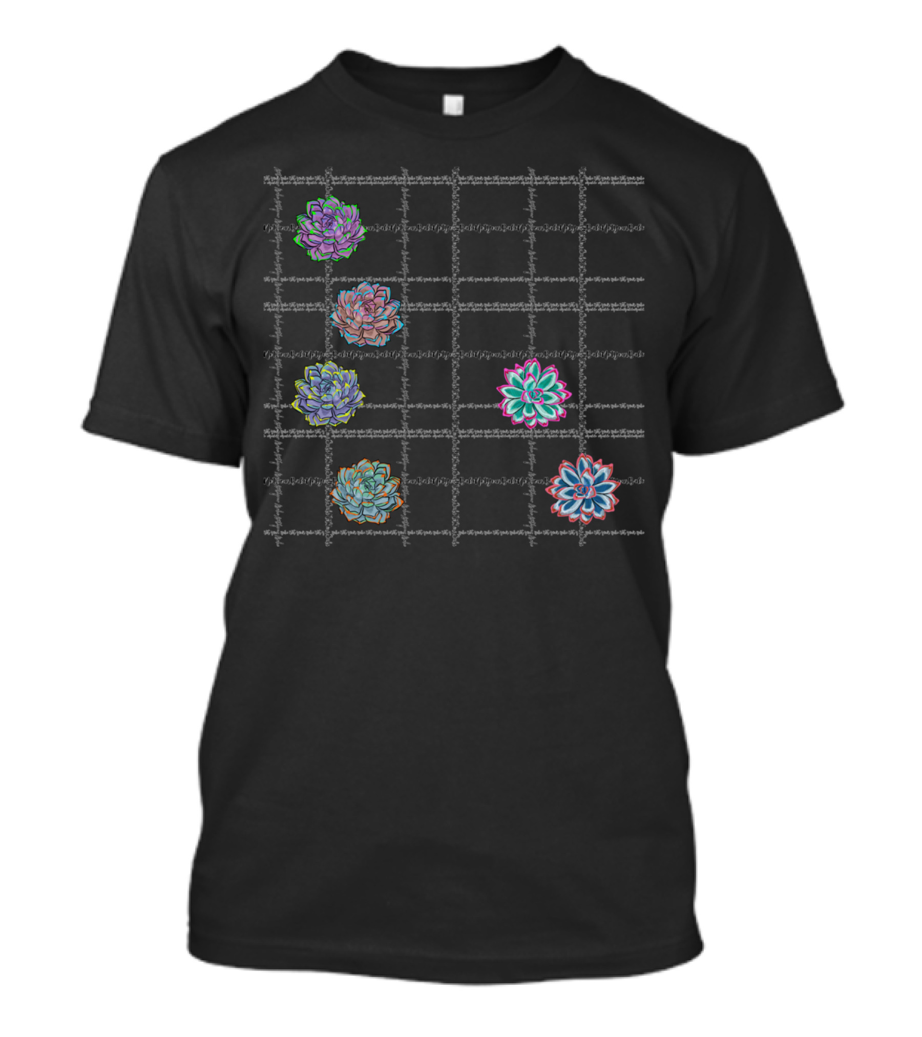 Not Your Babe Succulent Grid Tartan T-Shirt