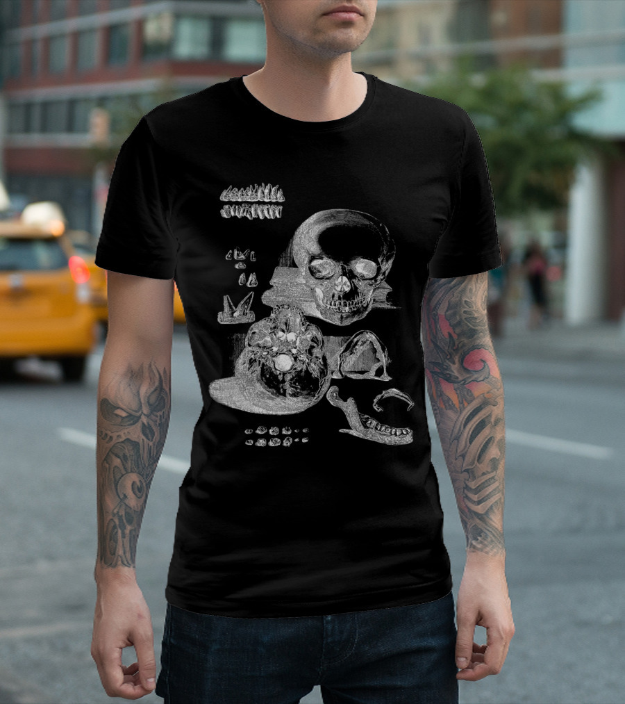 Skulls and Teeth Scientific Illustration Anatomical Study T-Shirt