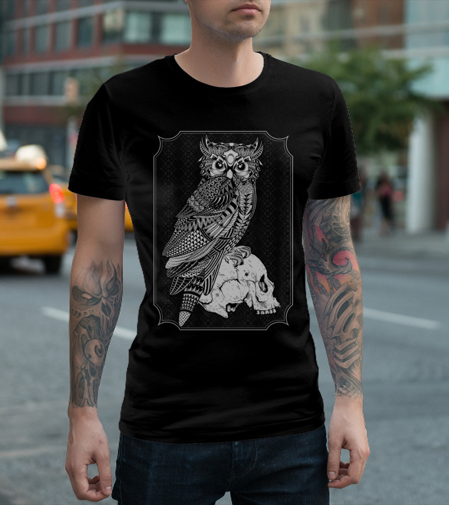Tristan Owl Skull Intricate T-Shirt