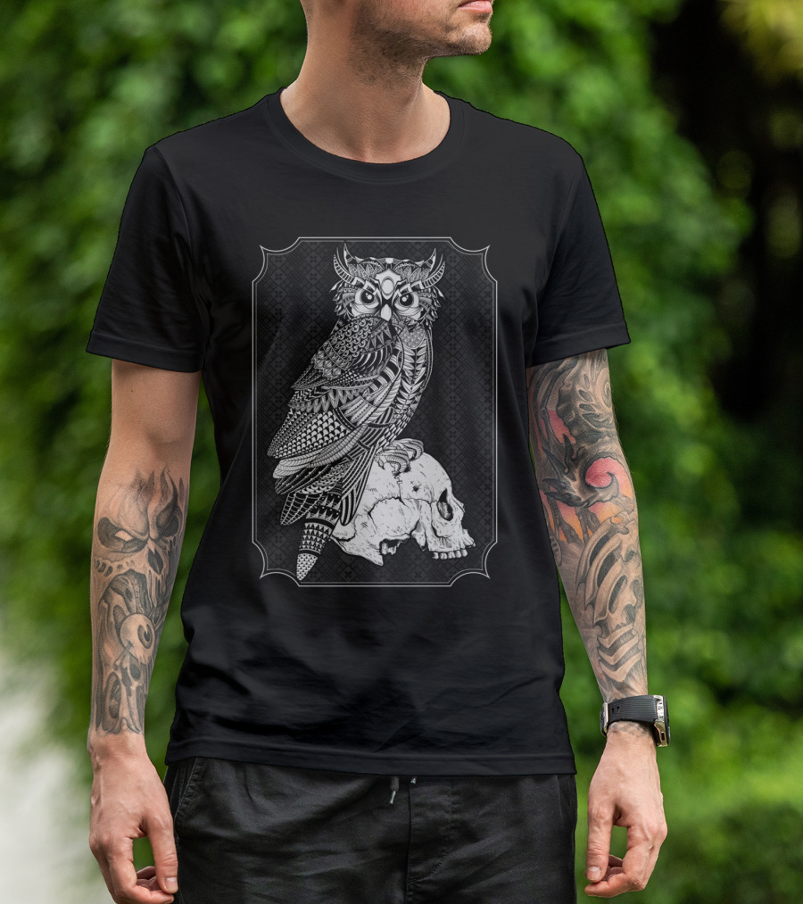 Tristan Owl Skull Intricate T-Shirt