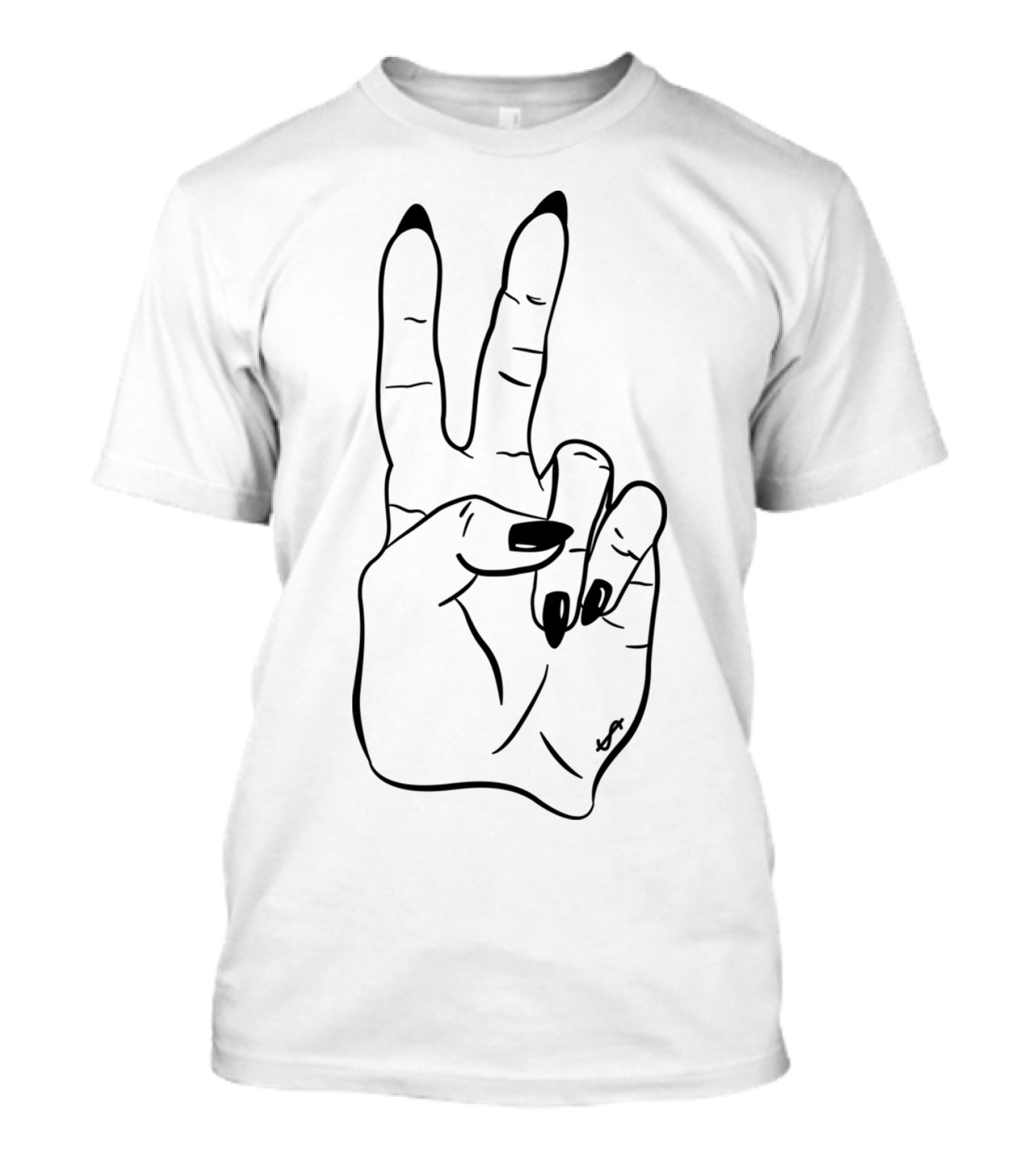 Deuces Peace Hand Gesture Drawing T-Shirt