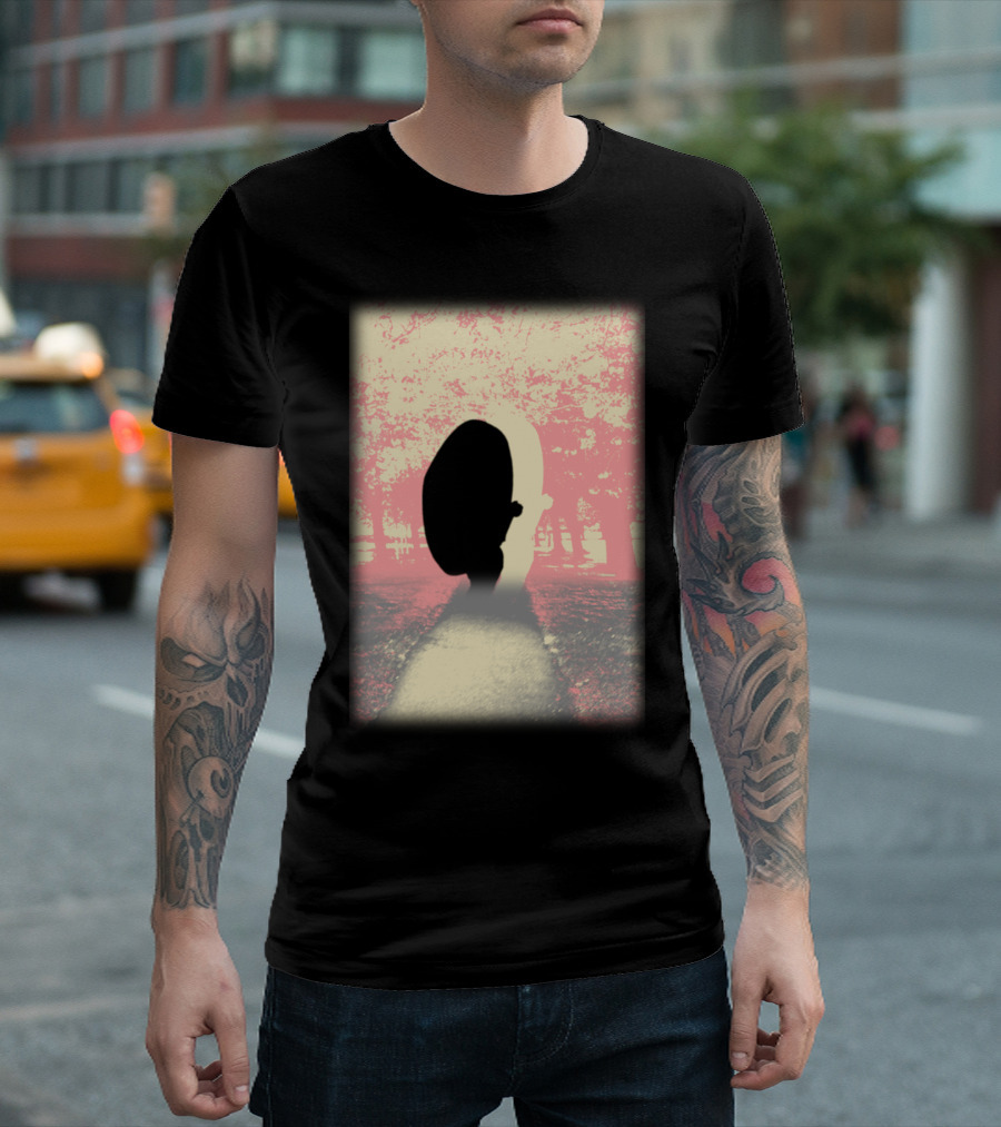 Pastel Tone And Black Shadow Forest Path Contrast T-Shirt