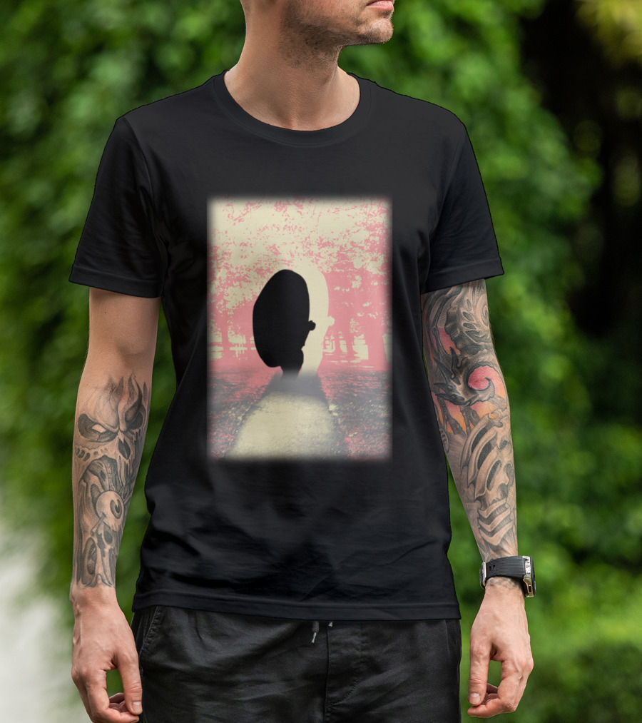 Pastel Tone And Black Shadow Forest Path Contrast T-Shirt