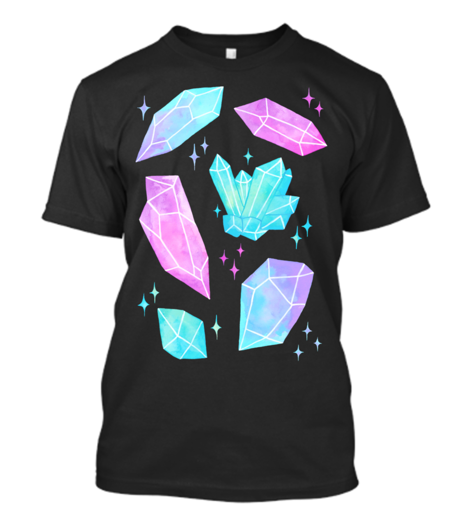 Pastel Watercolor Crystals Quartz Gemstones Galaxy Sparkle T-Shirt