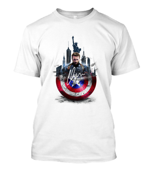 Captain America Shield New York City Skyline Heroic T-Shirt