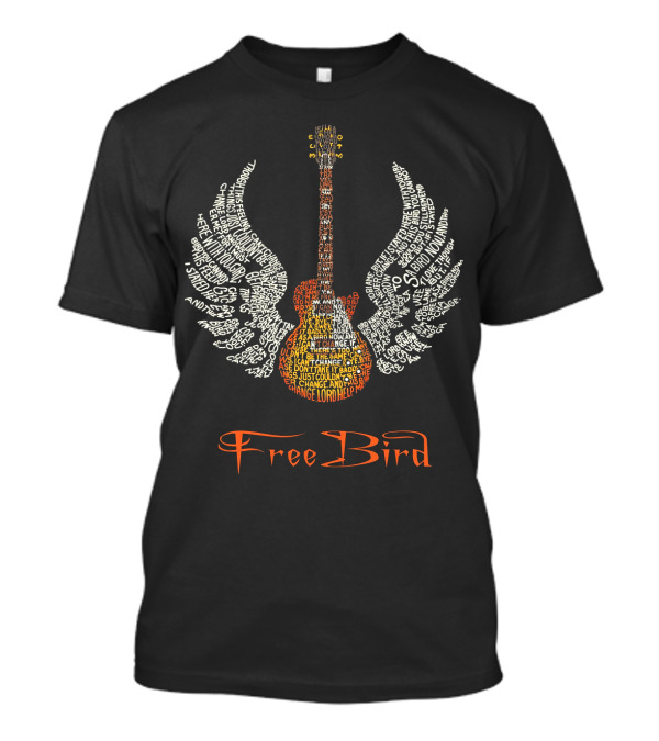 Free Bird Guitar Wings Phrase Art T-Shirt