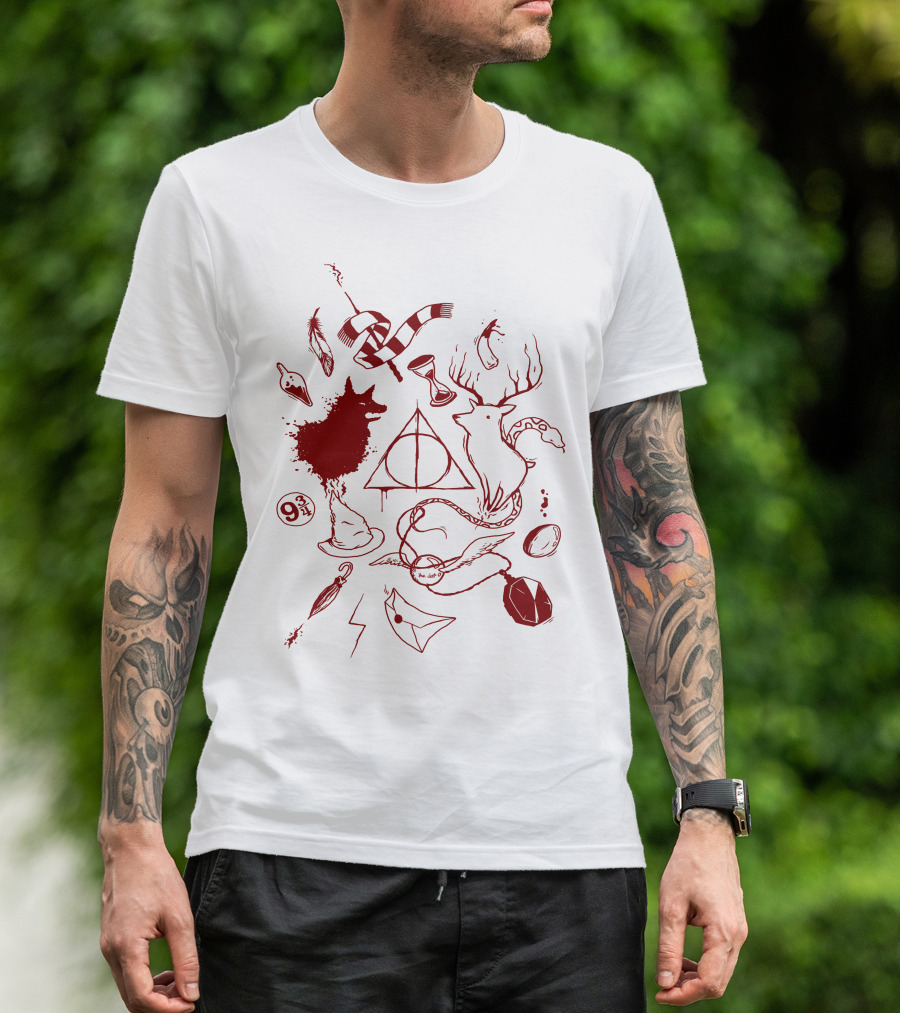 Marauder's Enchantment Wizardry Icons With Hogwarts Elements And Magical Creatures T-Shirt