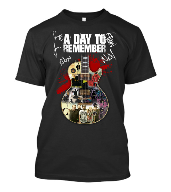 A Day To Remember Signed Guitar Collage T-Shirt