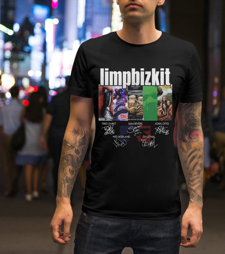 Limp Bizkit Significant Other And Chocolate Starfish Album Art With Fred Durst Sam Rivers John Otto Wes Borland Dj Lethal Signatures T-Shirt