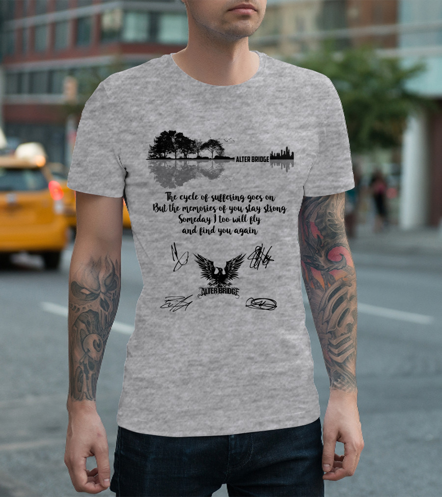 Alter Bridge Cycle Of Suffering Reflection Skyline Eagle Signatures T-Shirt