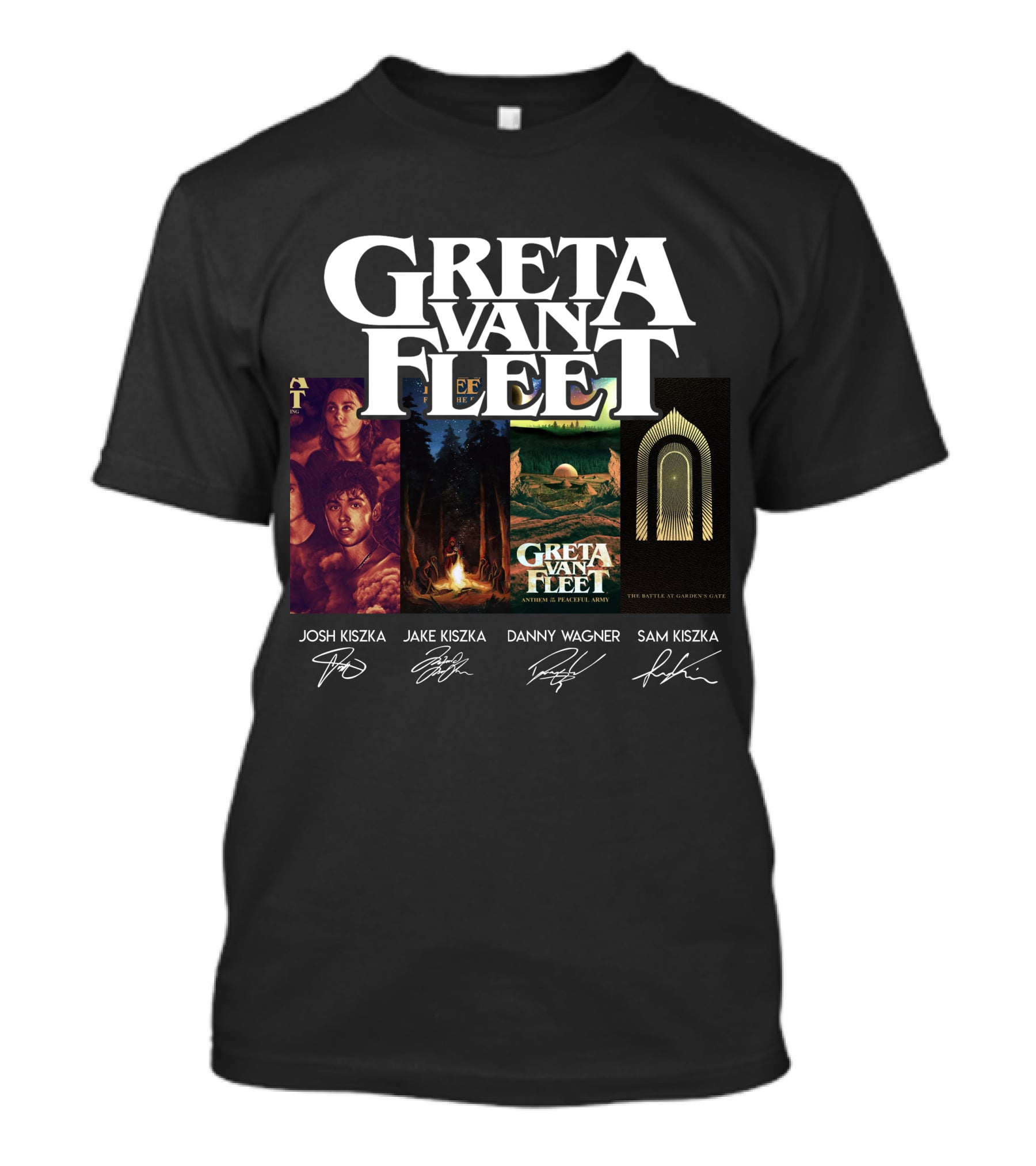 Greta Van Fleet Josh Kiszka Jake Kiszka Danny Wagner Sam Kiszka Signatures T-Shirt