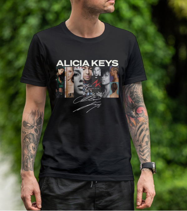 Alicia Keys Girl On Fire Signature Collage T-Shirt